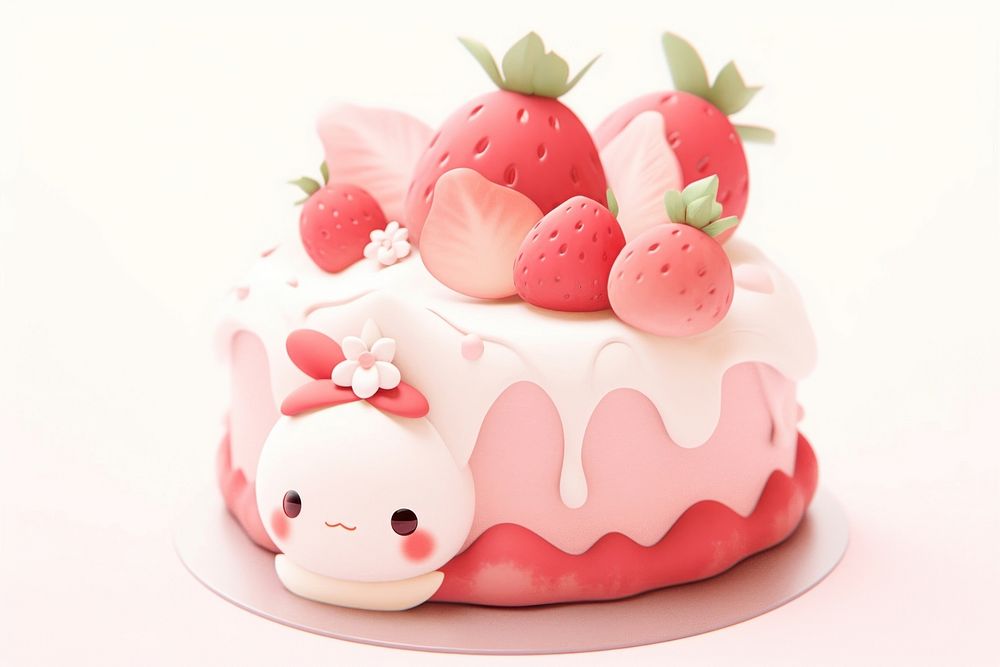 Strawberry cake dessert cream food. AI generated Image by rawpixel.