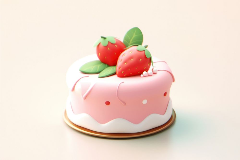 Strawberry cake dessert icing fruit. AI generated Image by rawpixel.