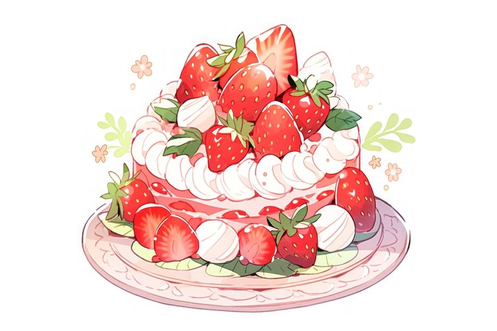 Strawberry bake dessert fruit cream. AI generated Image by rawpixel.