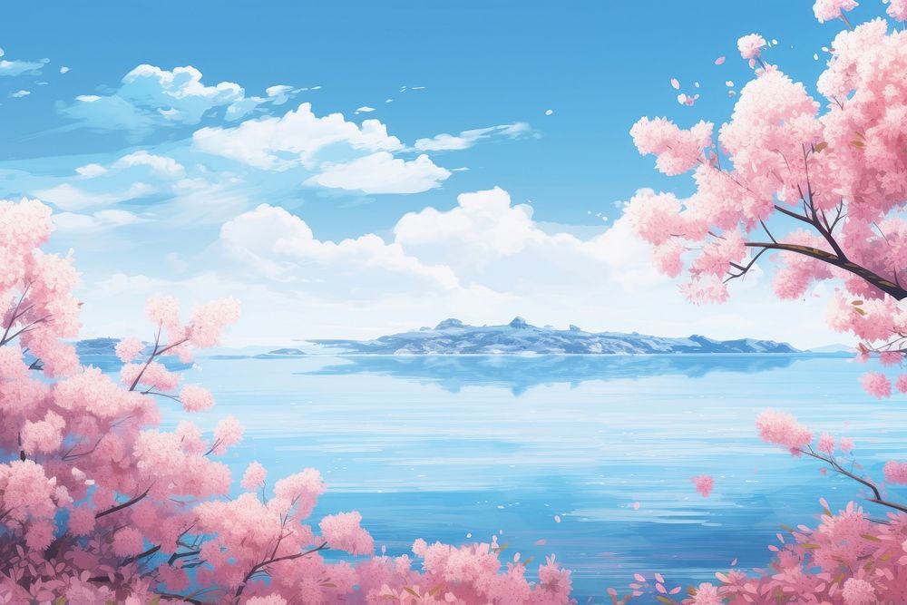 Sakura sky landscape outdoors. AI generated Image by rawpixel.