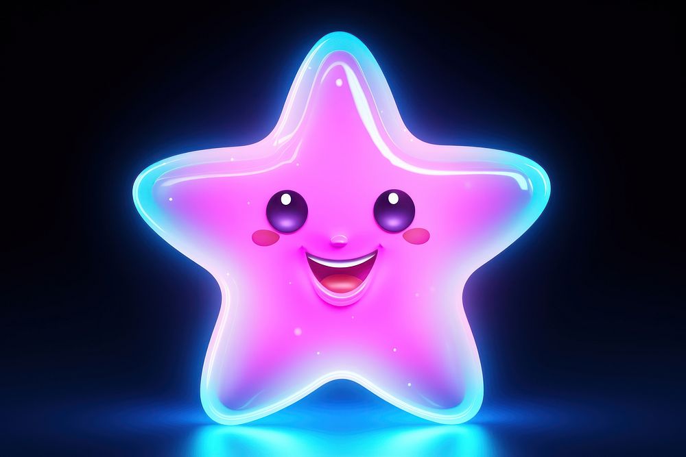 Cartoon star character purple light neon. AI generated Image by rawpixel.