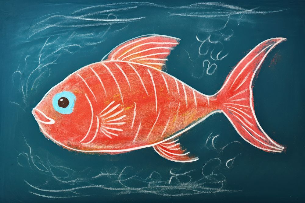 Fish animal sketch underwater. AI generated Image by rawpixel.
