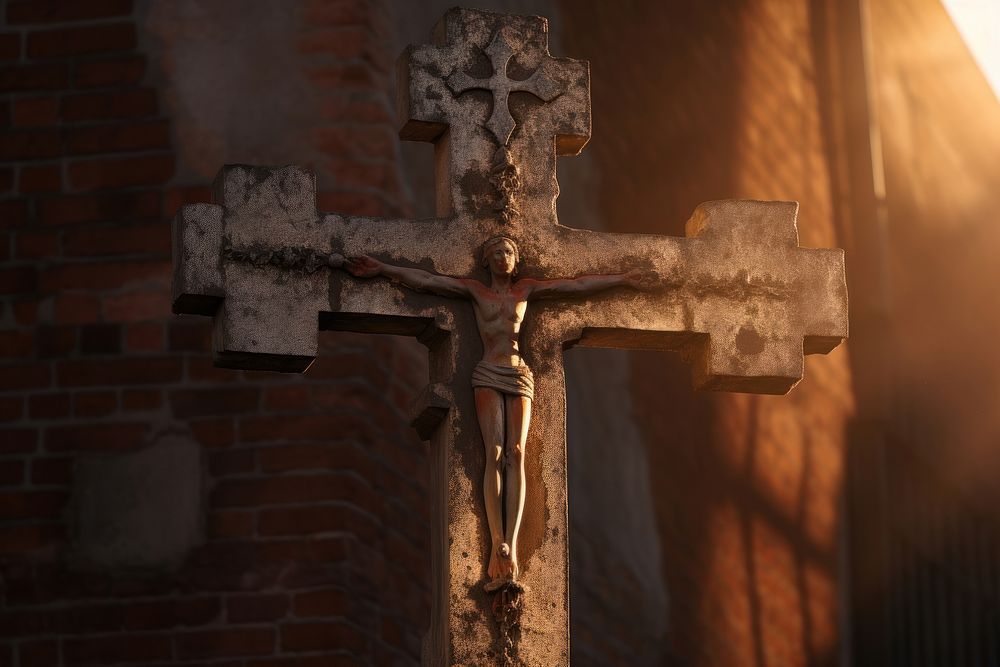 The cross crucifix wall spirituality. AI generated Image by rawpixel.