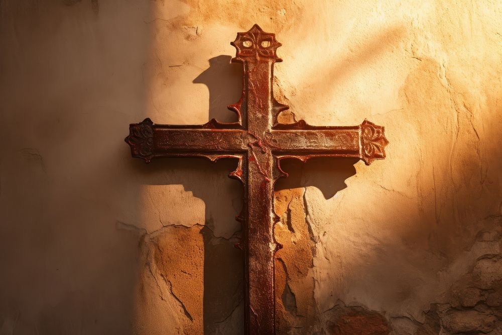 The cross crucifix symbol wall. AI generated Image by rawpixel.