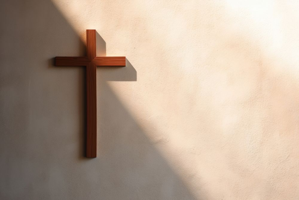 Simple cross crucifix symbol wall. AI generated Image by rawpixel.