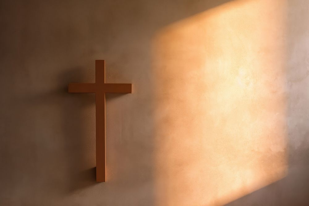 Simple cross symbol wall spirituality. AI generated Image by rawpixel.