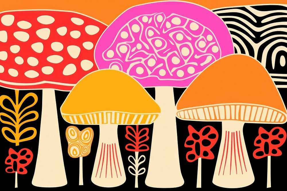 Abstract mushroom pattern drawing fungus. AI generated Image by rawpixel.