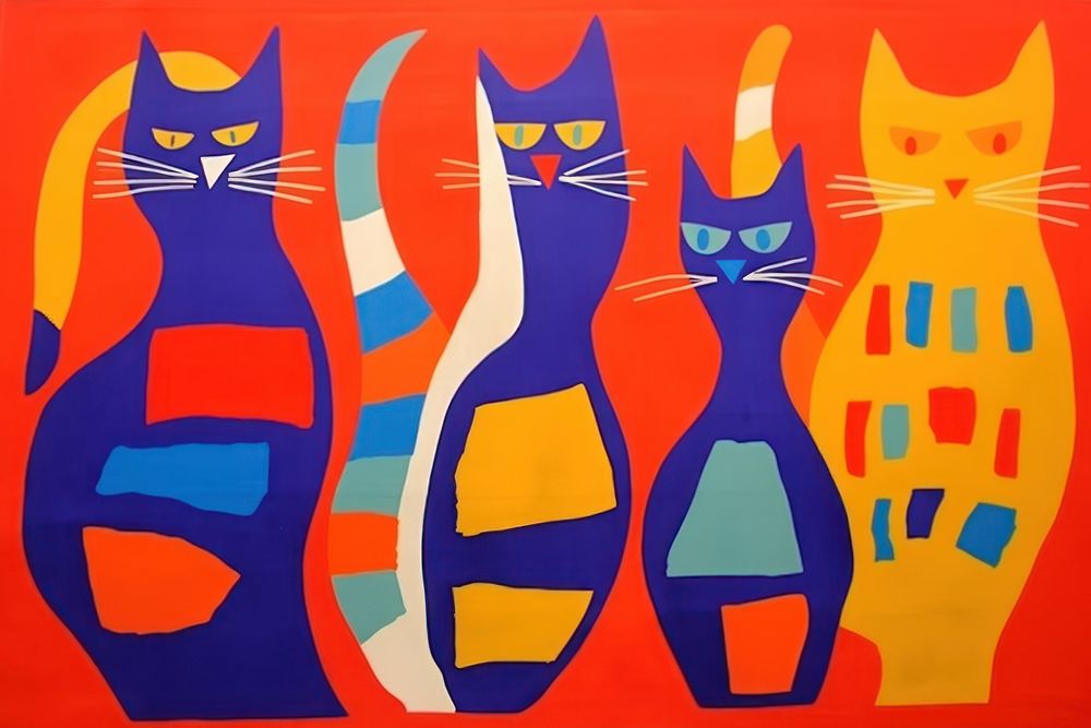 Abstract cats painting animal mammal. AI generated Image by rawpixel.