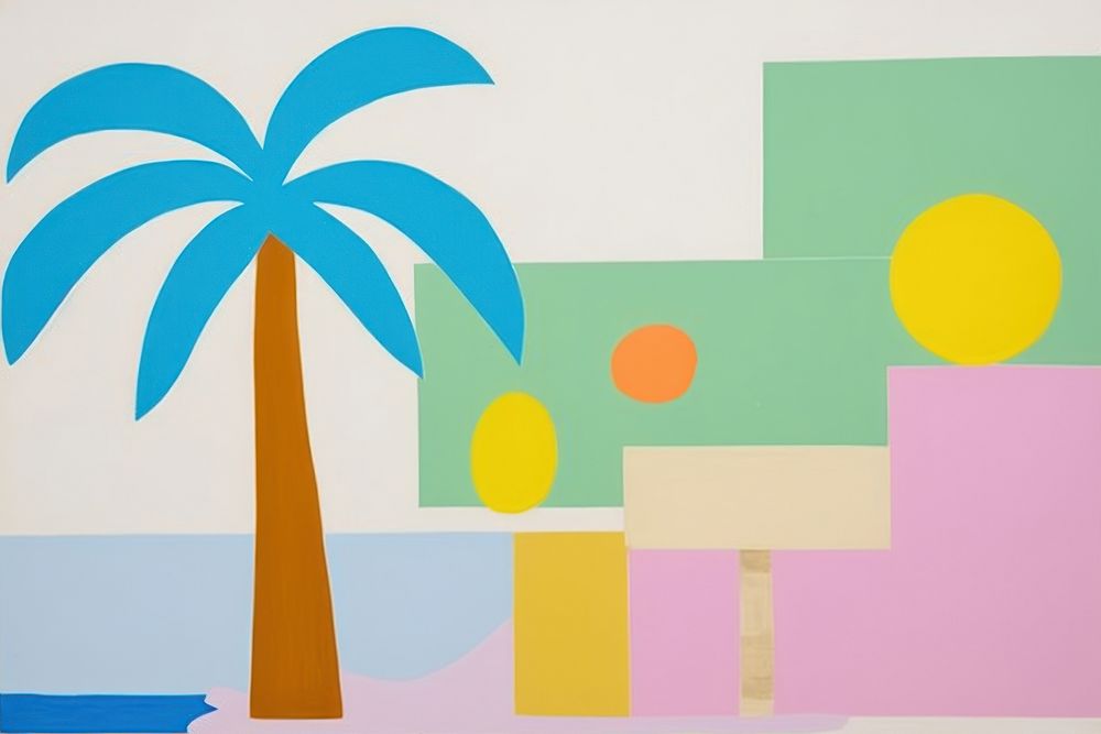 Coconut tree and the beach painting art creativity. AI generated Image by rawpixel.