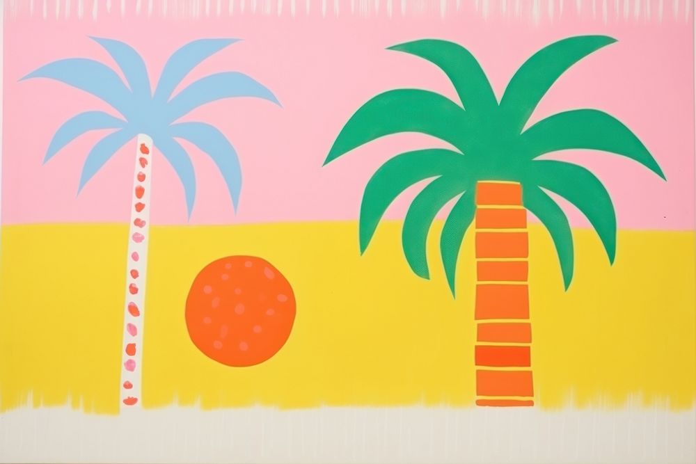 Coconut tree and the beach backgrounds painting pattern. AI generated Image by rawpixel.