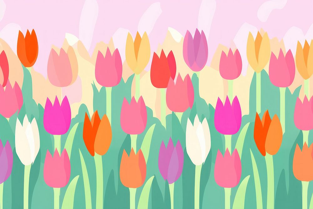 Tulips field backgrounds outdoors flower. AI generated Image by rawpixel.
