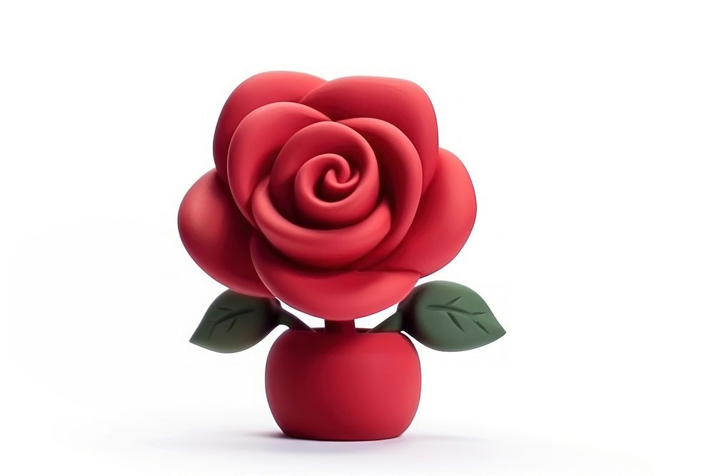 Cartoon rose flower plant white background. AI generated Image by rawpixel.