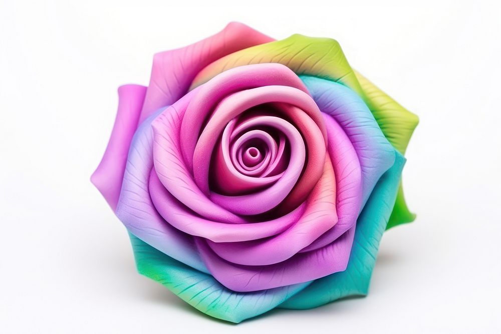 3d holographic rose flower plant white background. AI generated Image by rawpixel.