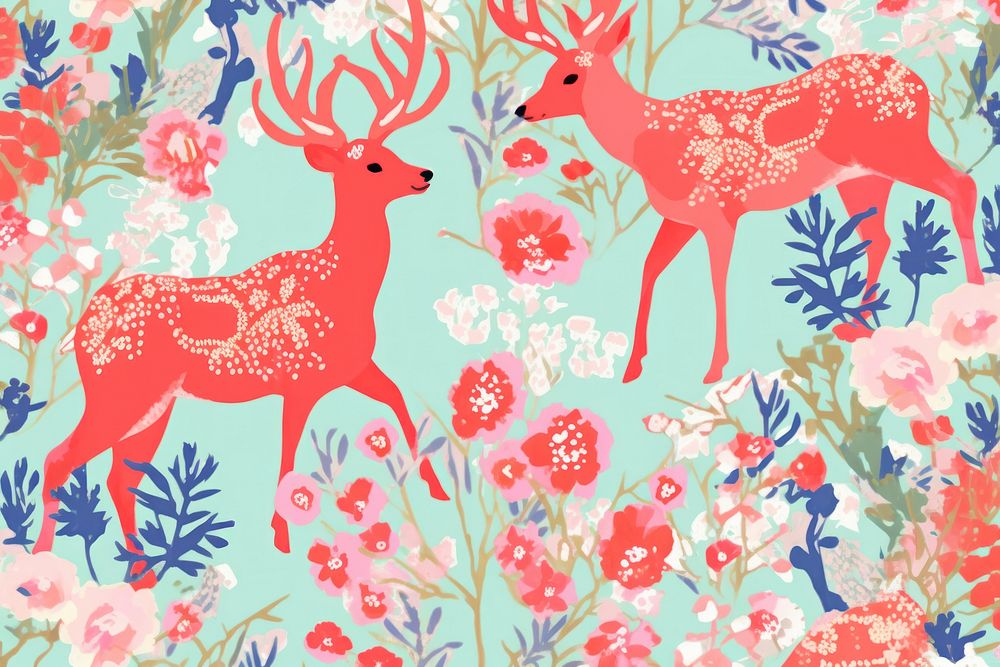 Deer pattern art backgrounds animal. AI generated Image by rawpixel.