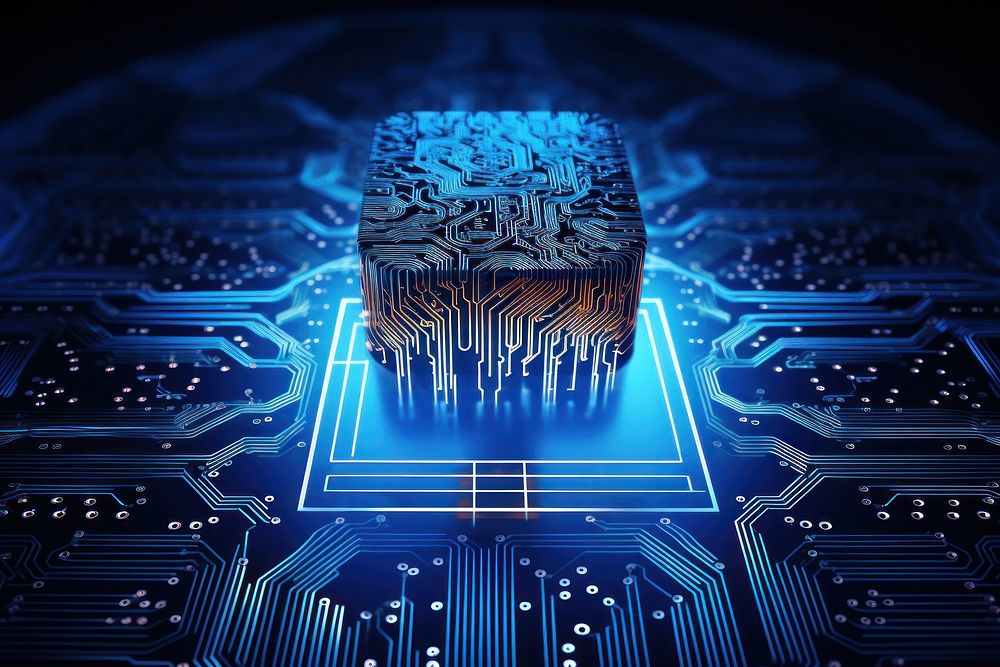 Brain in form of circuit electronics technology blue. AI generated Image by rawpixel.