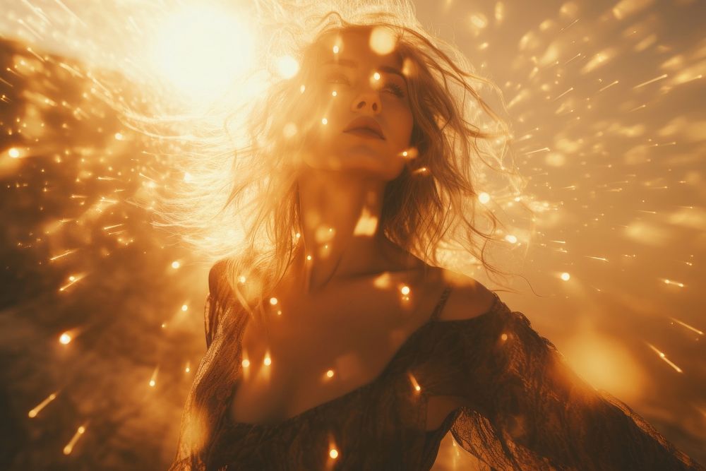Golden flares photography portrait light. AI generated Image by rawpixel.