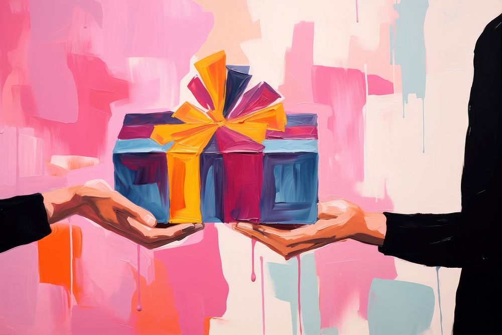 Birthday gift box Being Served art birthday togetherness. AI generated Image by rawpixel.