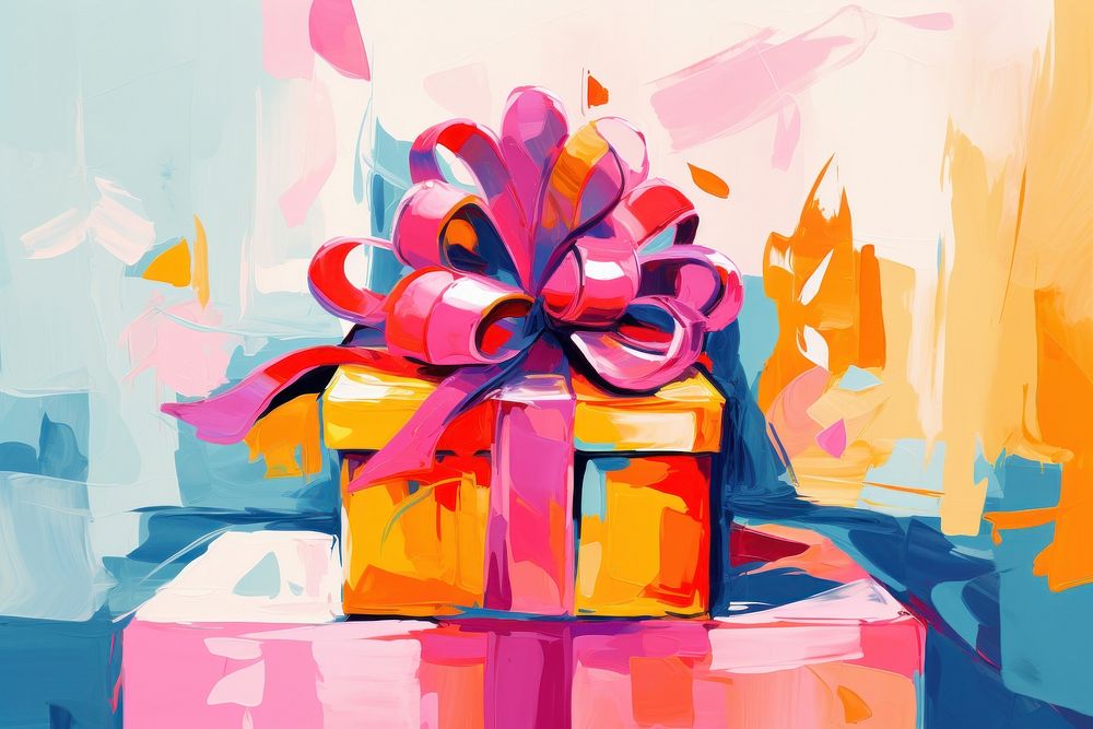 Birthday gift box Being Served art drawing celebration. AI generated Image by rawpixel.