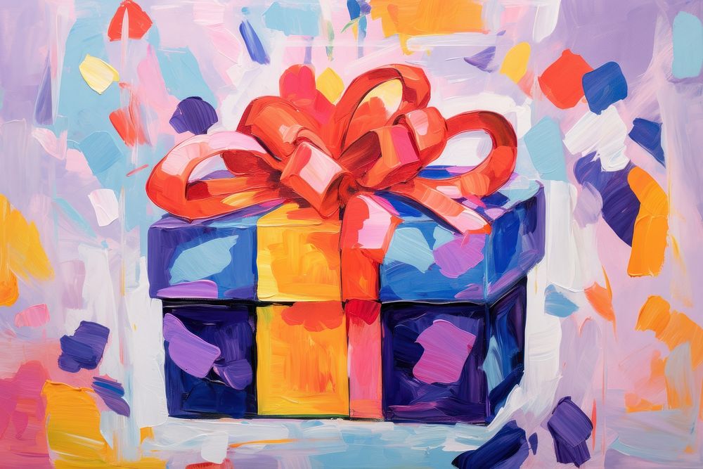Birthday gift box Being Served art abstract birthday. AI generated Image by rawpixel.