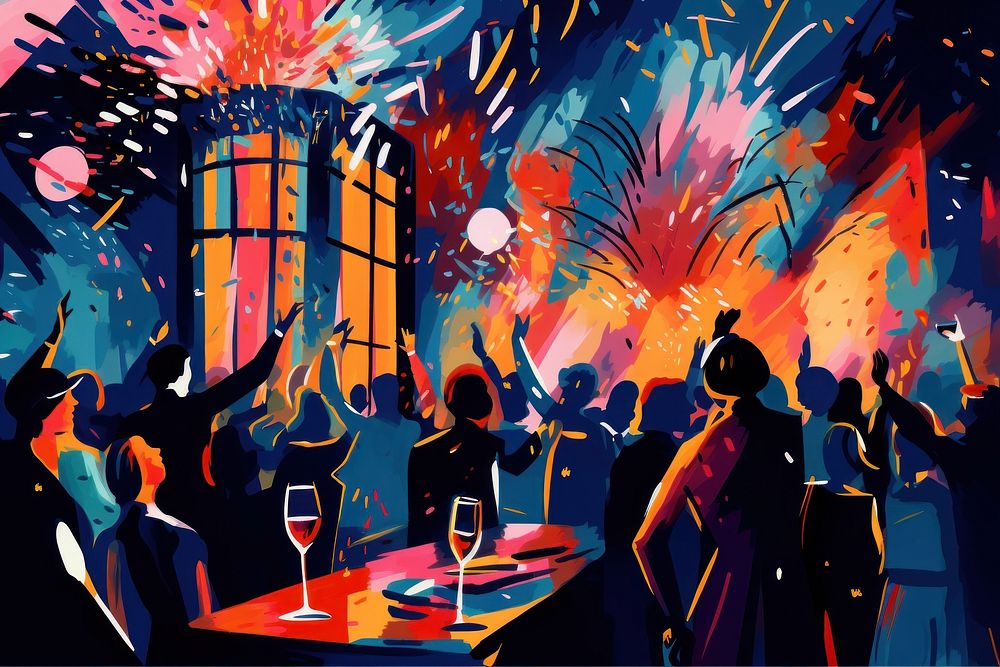 Happy new year party nightclub adult architecture. AI generated Image by rawpixel.