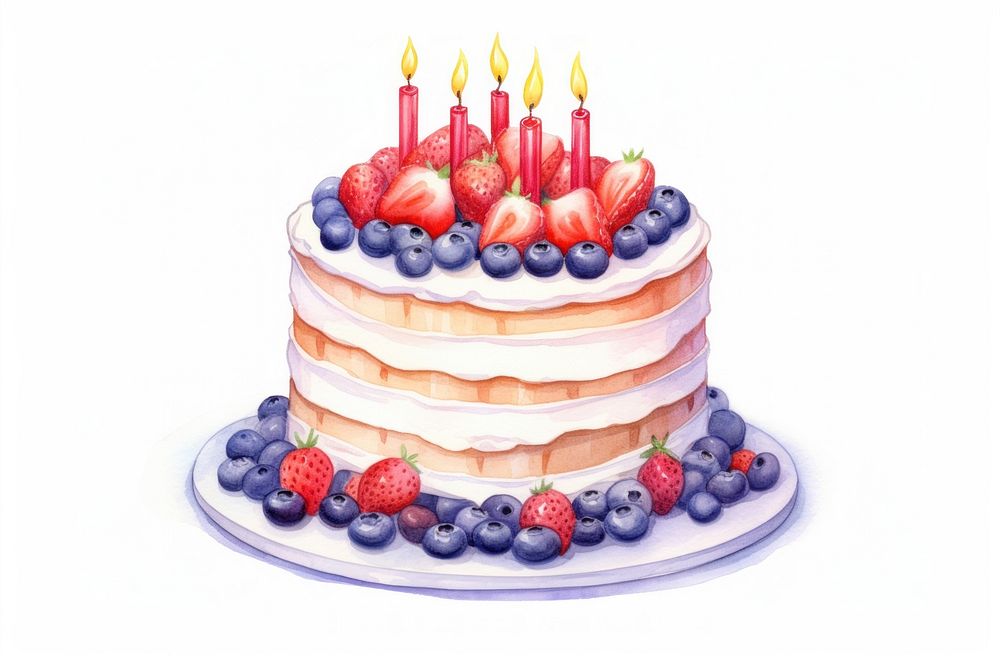 Birthday cake blueberry dessert fruit. AI generated Image by rawpixel.