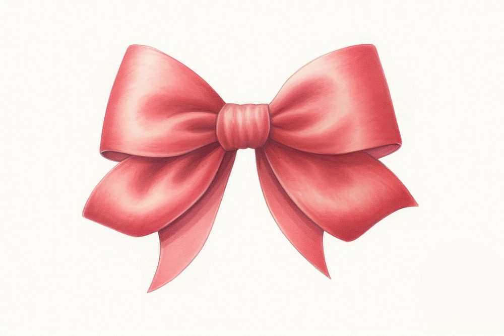 Ribbon bow red white background. 