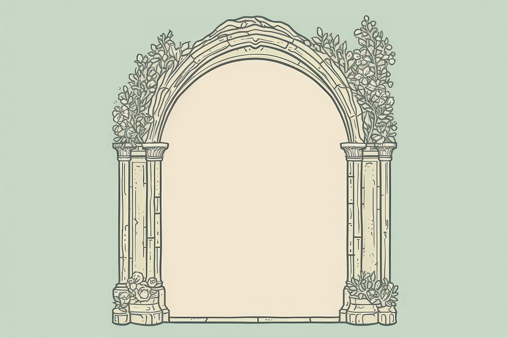 Arch and flower architecture creativity history. AI generated Image by rawpixel.