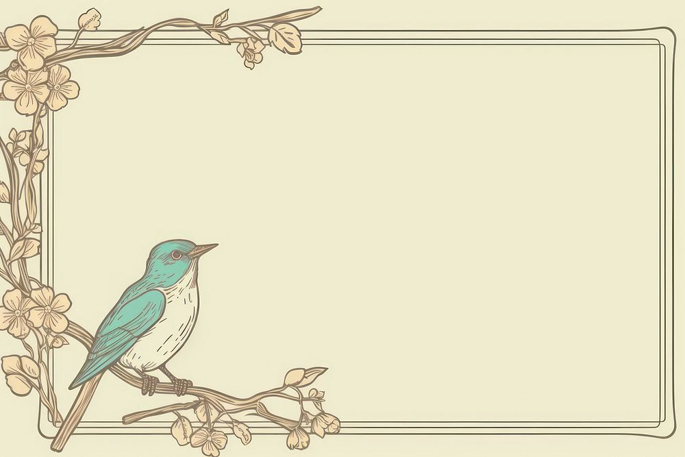 Frame with bird drawing sketch art. AI generated Image by rawpixel.