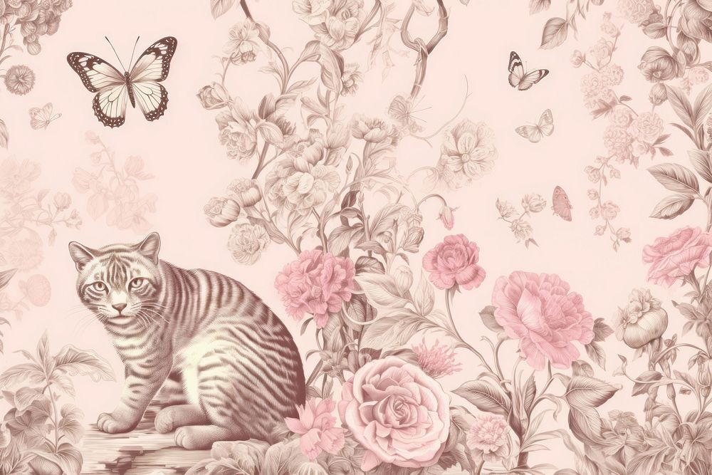 Butterfies and flowers wallpaper pattern animal. AI generated Image by rawpixel.