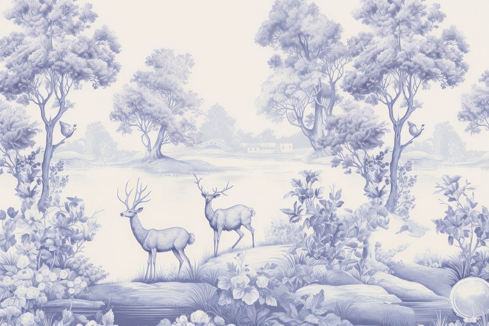 Deers landscape wallpaper drawing. 