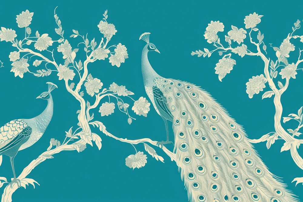 Peacock wallpaper pattern animal. AI generated Image by rawpixel.