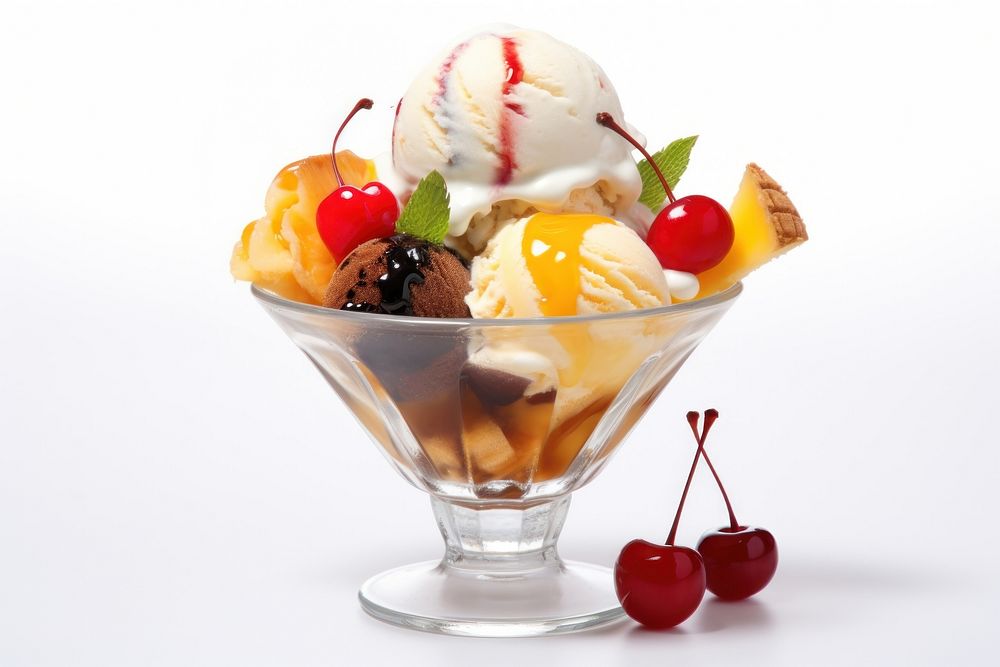 Ice cream cup dessert sundae fruit. AI generated Image by rawpixel.