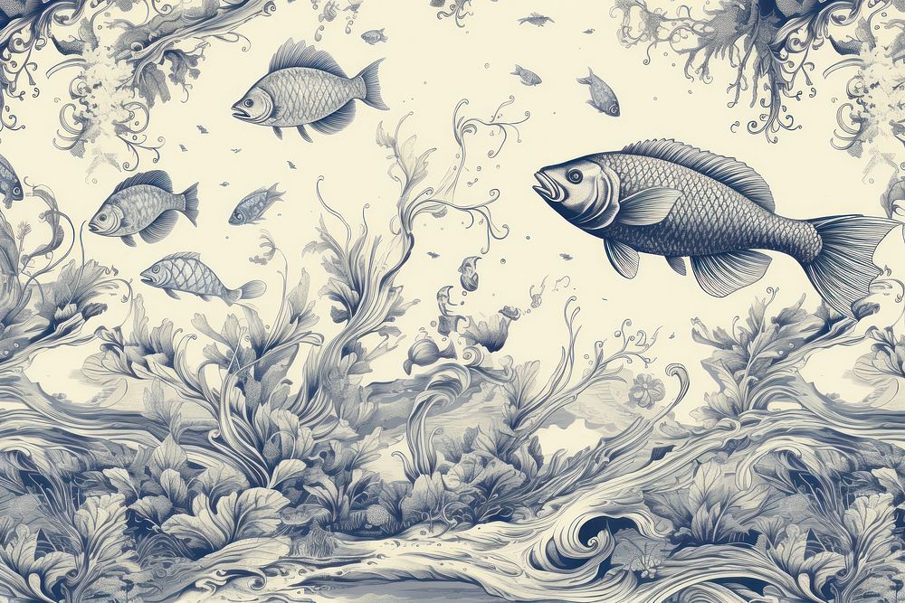 Fish drawing animal sketch. AI generated Image by rawpixel.