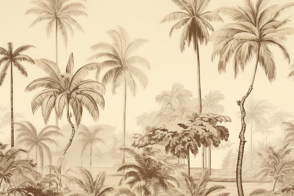Palm trees outdoors drawing nature. 