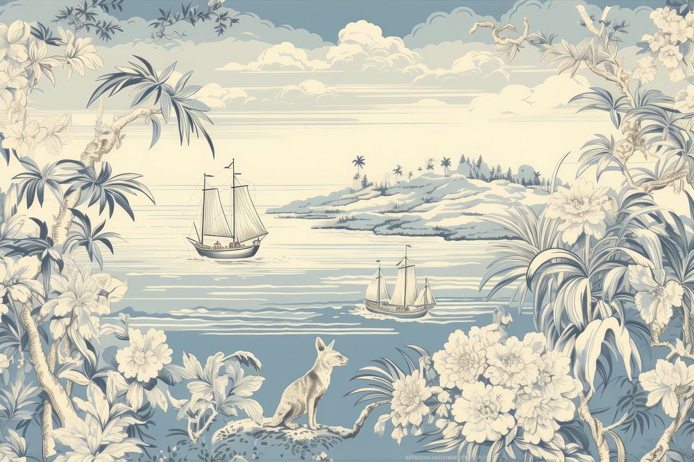 Sea wallpaper painting outdoors. AI generated Image by rawpixel.
