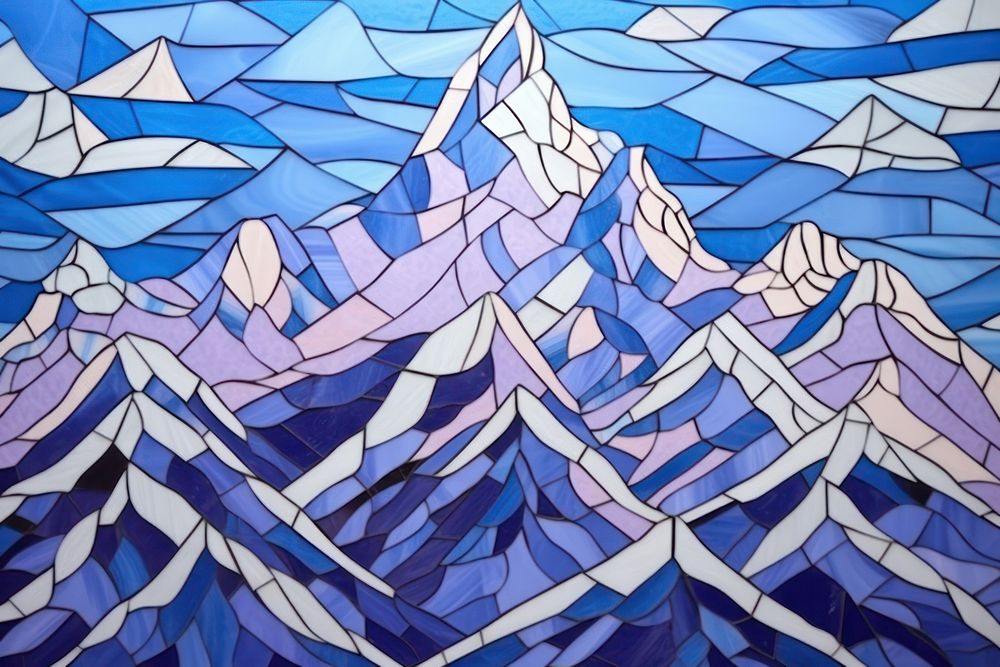 Mountain view art mosaic tranquility. AI generated Image by rawpixel.