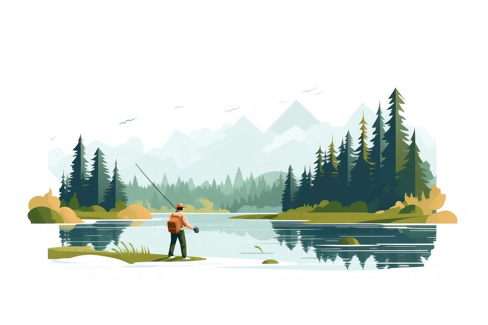 Fly-fishing landscape outdoors nature. AI generated Image by rawpixel.