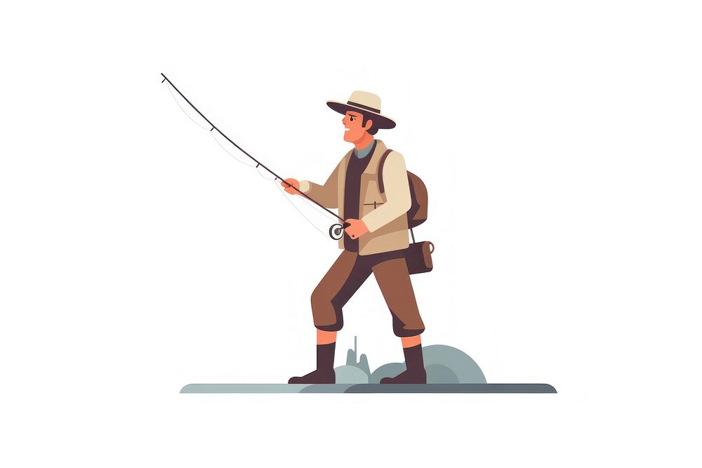 Fly-fishing adult white background recreation. AI generated Image by rawpixel.