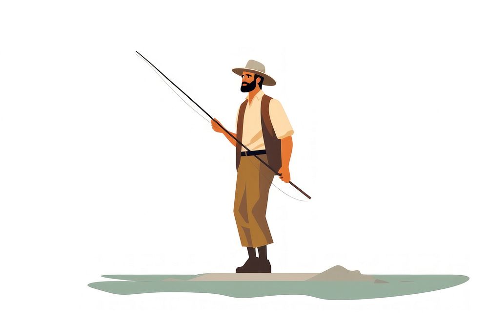 Fly-fishing outdoors adult white background. AI generated Image by rawpixel.