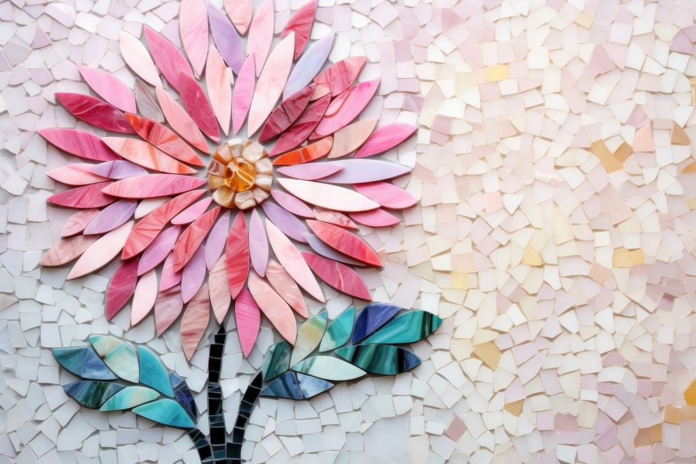Floral mosaic art backgrounds. AI generated Image by rawpixel.
