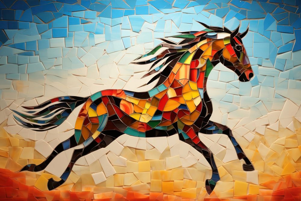 Horse art mosaic representation. AI generated Image by rawpixel.