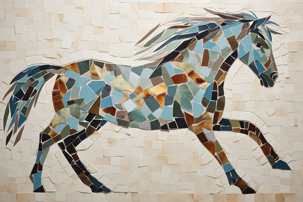Horse art mosaic representation. AI generated Image by rawpixel.