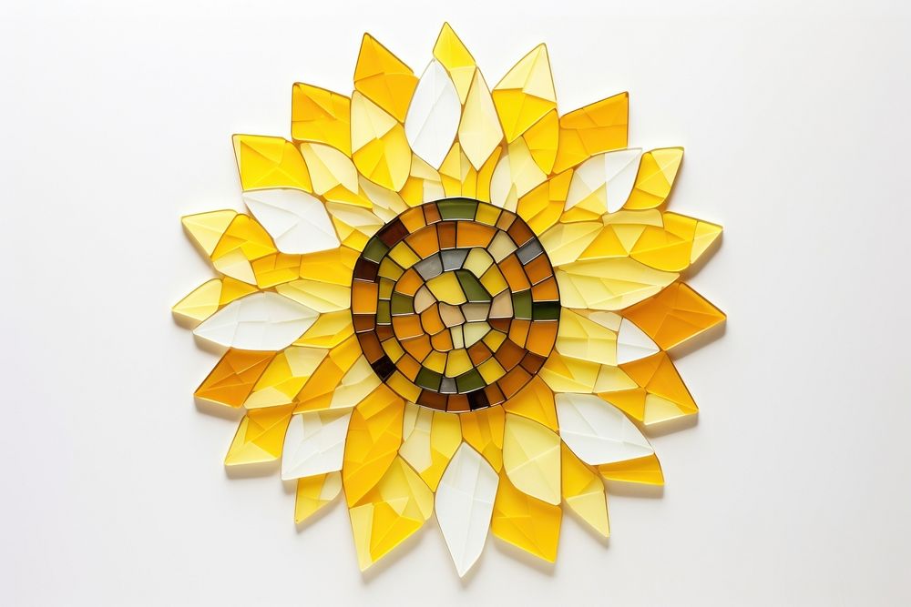 Sunflower art glass white background. AI generated Image by rawpixel.