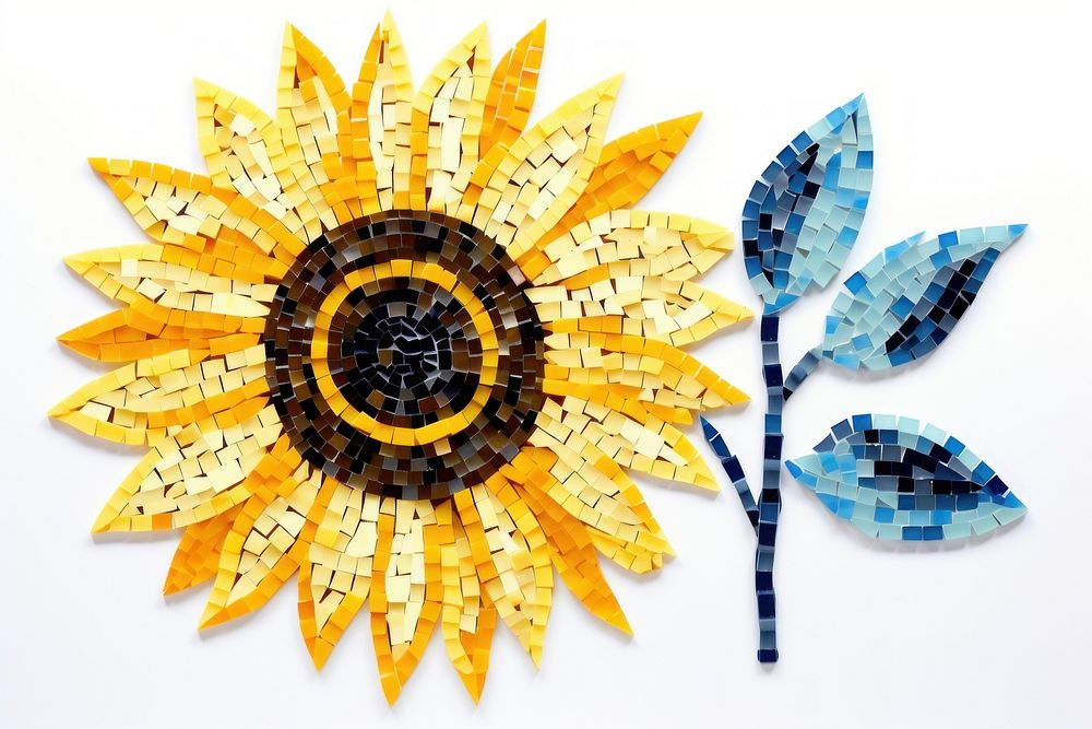 Sunflower art mosaic white background. AI generated Image by rawpixel.