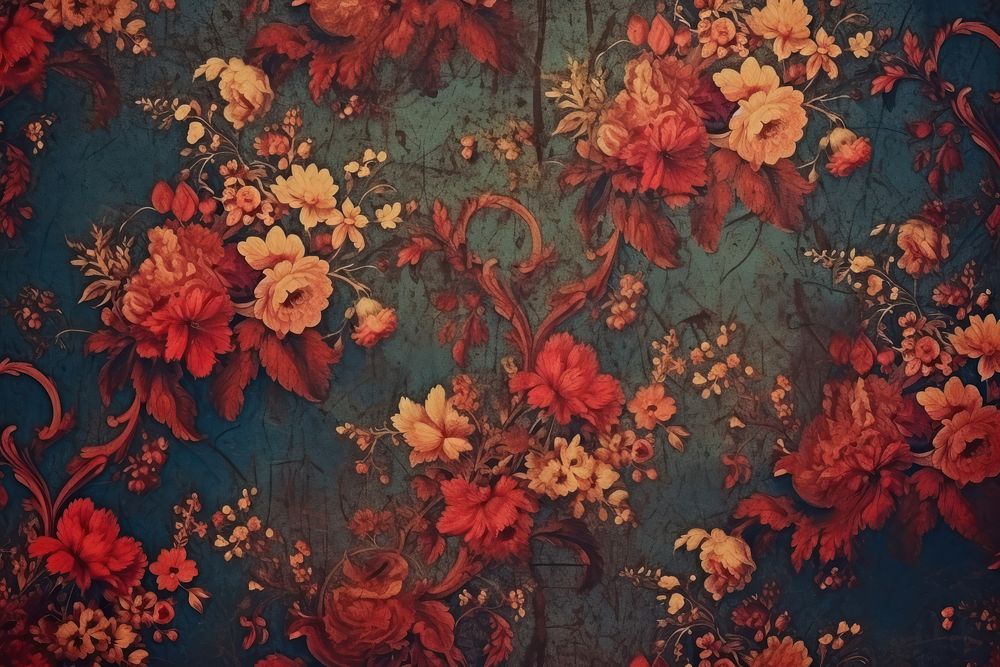 Old wallpaper pattern backgrounds painting. AI generated Image by rawpixel.