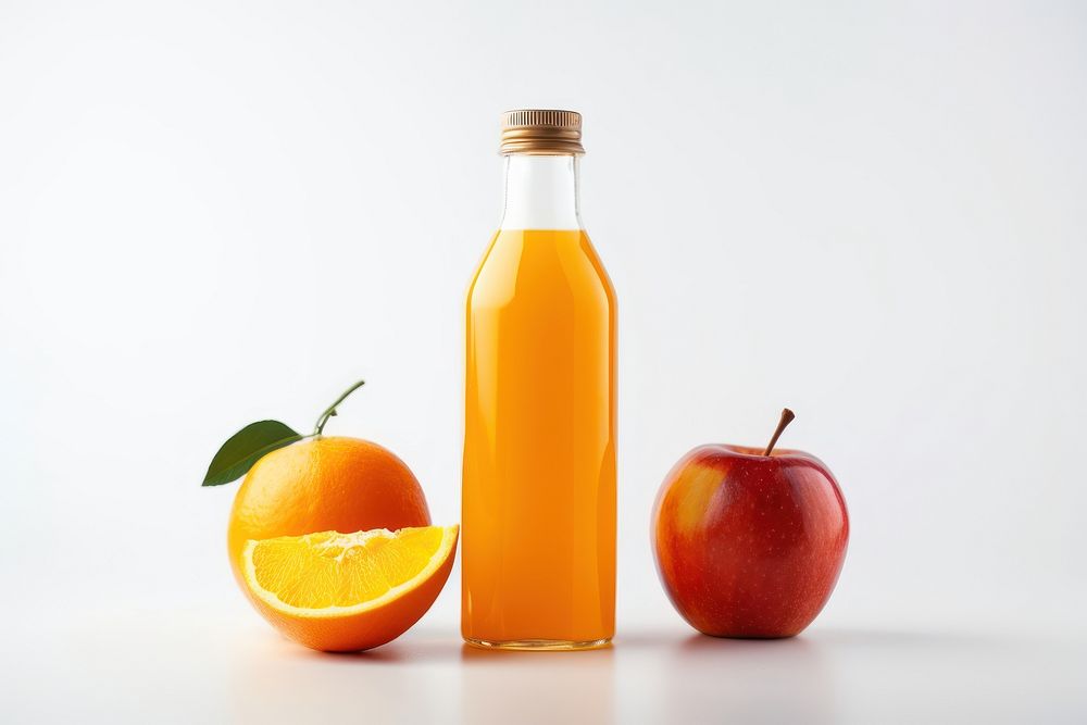 Orange juice apple bottle fruit. AI generated Image by rawpixel.