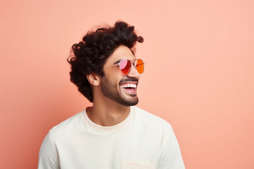 Hispanic men laughing glasses adult. AI generated Image by rawpixel.
