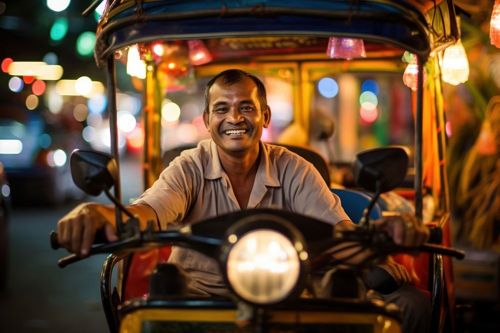 Tuk-Tuk driver in bangkok Thailand motorcycle outdoors portrait. AI generated Image by rawpixel.