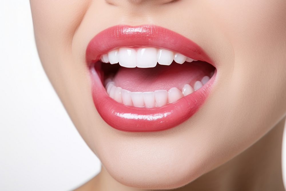 Woman cosmetics lipstick teeth. AI generated Image by rawpixel.