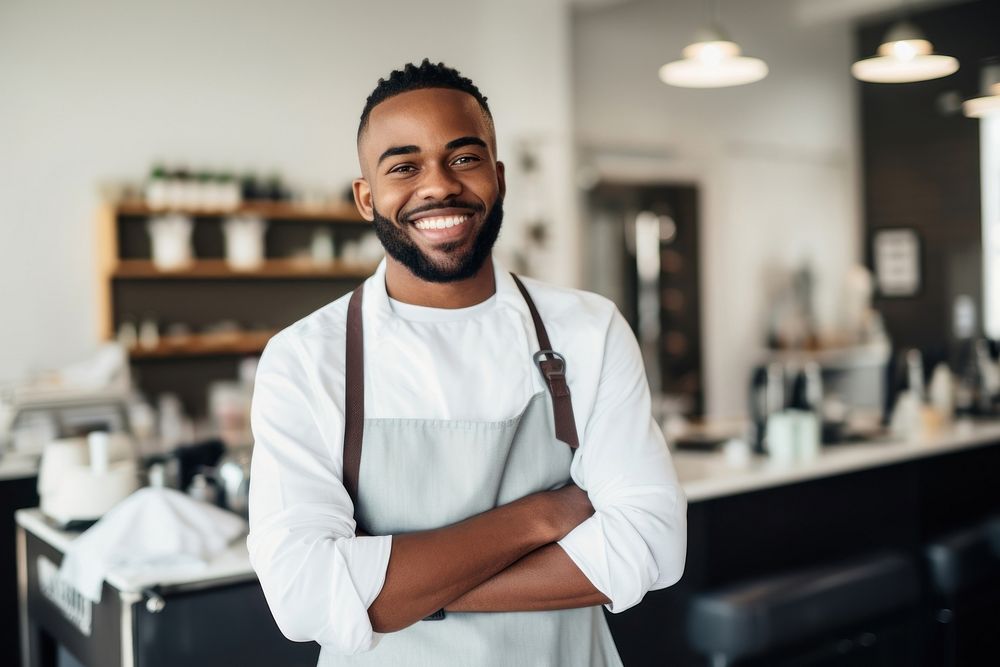 A multiracial young owner working waiter adult. AI generated Image by rawpixel.